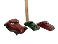 (3) tin automobile toys
