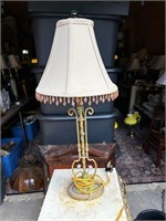 Fancy Brass desk Lamp w/ Ivory Tasseled Shade