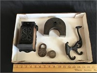 Cast iron match holder, bracket, magnet, etc