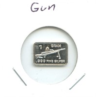 1 gram Silver Bar - Gun, .999 Fine Silver
