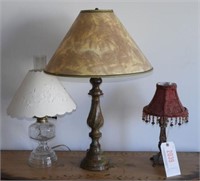 Lot #2039 - (3) lamps” Boudoir lamp, table lamp,