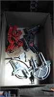 3 boxes of tools, clamps, hand drill, ect