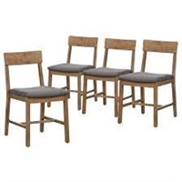4pc Walnut/Grey Fabric Upholstered Chairs B106