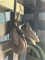 Vintage wooden pulleys