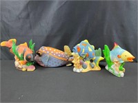 Plastic Fish Bank and 3 Ceramic Fish