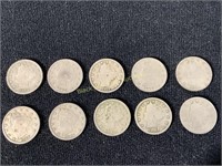 10- V Nickels range from 1899 to 1911