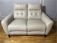 Powered leather loveseat recliner