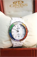 Oniss Rainbow Crystal Accented with Ceramic Band