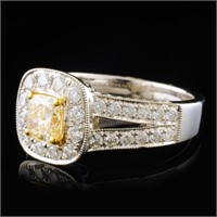 1.16ctw Fancy Yellow Diam Ring in 18K White Gold