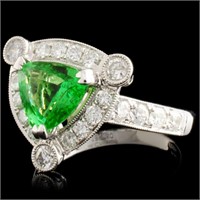 1.93ct Tsavorite & 0.95ctw Diam Ring in 18K Gold