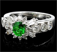 0.71ct Diamond & 0.57ct Tsavorite Ring in 18K WG