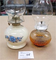 2 Glass Globes Oil Lamps