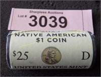 US Mint $1 Native American Indian roll of 25