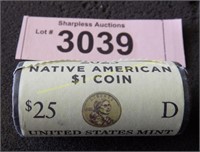 US Mint $1 Native American Indian roll of 25