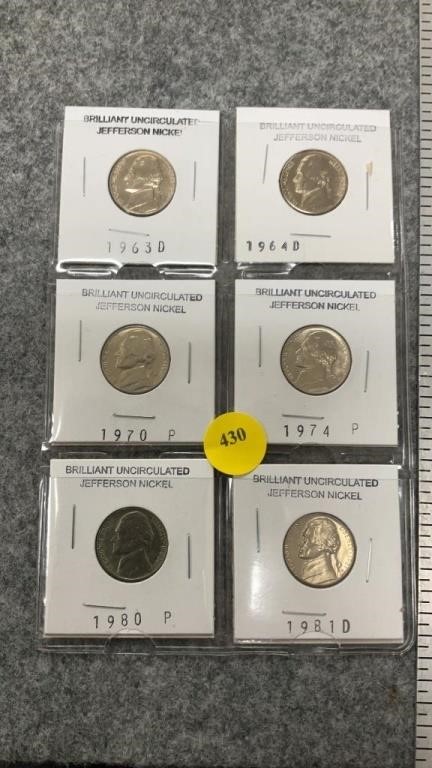 Brilliant uncirculated Jefferson nickels