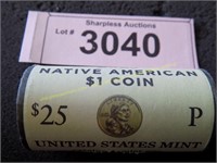 US Mint $1 Native American Indian roll of 25