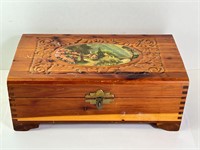 Vintage Carved Cedarwood Jewlry/Trinket Box