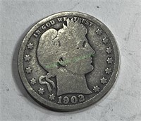 1902 Barber Quarter Dollar