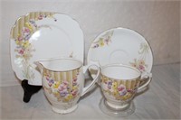 English cup and saucer, 6" plate and creamer