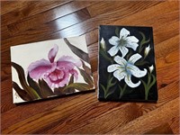2 Small Floral Canvas Art Pieces
