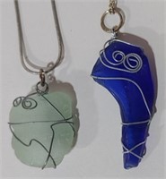 Hand Crafted Sea Glass Pendant Necklacess