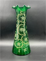 Emerald Green Large hand blown vase