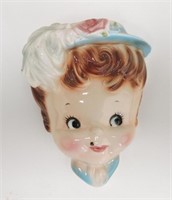 Wall pocket head vase of young girl 5 1/2"