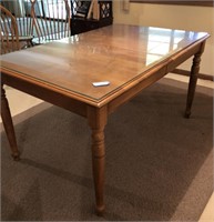 Dining Table Wood with Glass Protector