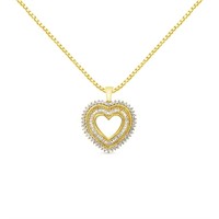 14k Gold-pl. 1.03ct Diamond Open Heart Necklace