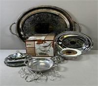 Silver Plated Tray; Wine Coaster; Butter Dish; Gra