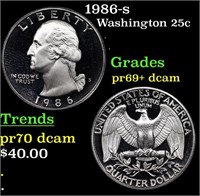 Proof 1986-s Washington Quarter 25c Grades GEM++ P