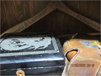 Metal Box,Baseball Glove & Wooden Hanger