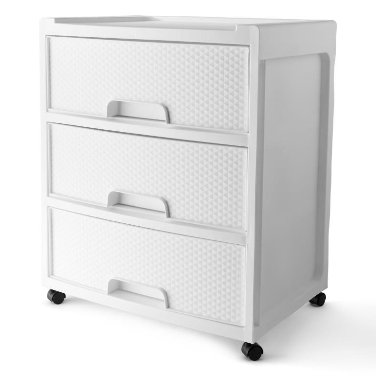 C89  Mainstays 3 Drawer White Storage Cart