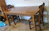 Good sturdy table and 2 chairs Approx 60 x 26 top
