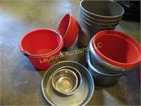 assorted pails and buckets
