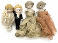 (4) Made in Japan Small Porcelain Dolls 4” and