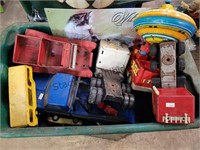 Box Of Old Toy Trucks & Stuff