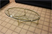 Brass Coffee Table w/Glass Top