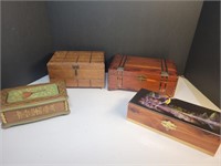 4x Vintage wooden jewelry boxes