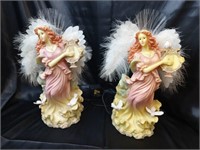 Vintage Musical Fiber Optic Angel Holding a H