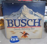 Busch plastic sign that measures 47.5" H x 49" W