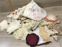 NICE OLD DOILIES AND CROCHETE ITEMS