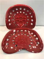 2 tin Implement seats. Red