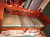 Very nice wood couch and love seat with leather