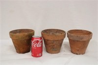 3 Terra Cotta Clay Pots, 5.5" Tall & 6" Wide
