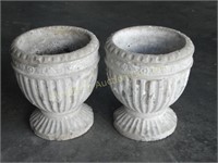 2 Concrete planters 10"dx14"h (show wear)