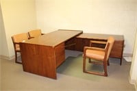 Office setup: L Shaped desk (72" x 35" x 29"),  4