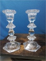 Pair of glass taper candleholder 7 inches tall