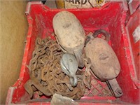 Lot of Vintage Pulleys & Chain