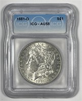 1881-O Morgan Silver $1 ICG AU58